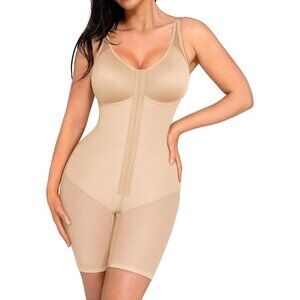 Women's Nude Tummy Control Surgery Body Shaper Lifter Zipper Crotch Shapewear